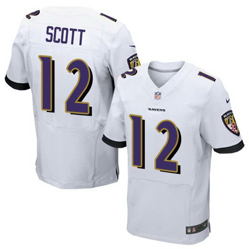 Nike Ravens 12 Jaleel Scott White Elite Jersey