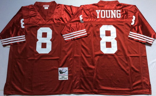 Mitchell And Ness 49ers #8 Steve Young Mens Throwback Stitched NFL Jersey