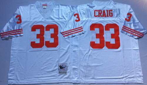 Mitchell And Ness 49ers #33 Roger Craig white Mens Throwback Stitched NFL Jersey