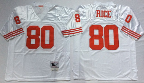 Mitchell And Ness 49ers #80 Jerry Rice white Mens Throwback Stitched NFL Jersey