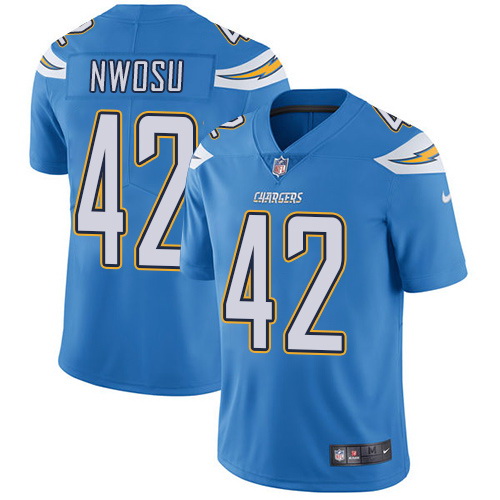 Nike Chargers #42 Uchenna Nwosu Electric Blue Alternate Mens Stitched NFL Vapor Untouchable Limited 