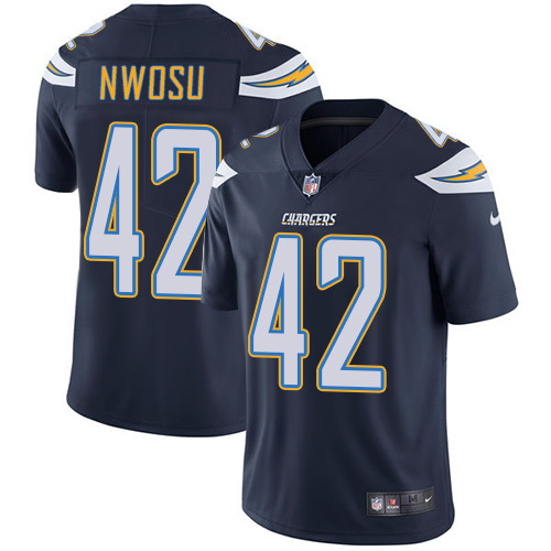 Nike Chargers #42 Uchenna Nwosu Navy Blue Team Color Mens Stitched NFL Vapor Untouchable Limited Jer