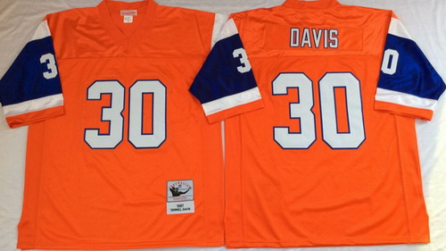 Mitchell And Ness Broncos # 30 terrell davis orange Throwback Stitched NFL Jersey