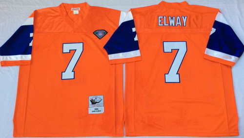 Mitchell And Ness Broncos #7 john elway orange Throwback Stitched NFL Jersey