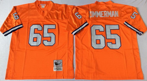 Mitchell And Ness Broncos #65 ZIMMERMAN orange Throwback Stitched NFL Jersey