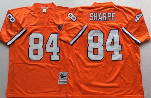 Mitchell And Ness Broncos #84 Shannon Sharpe Orange Throwback Throwback Stitched NFL Jersey