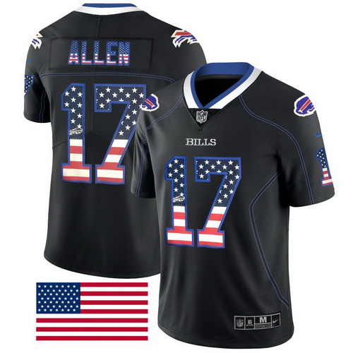 Nike Bills 17 Josh Allen Black USA Flag Fashion Limited Jersey