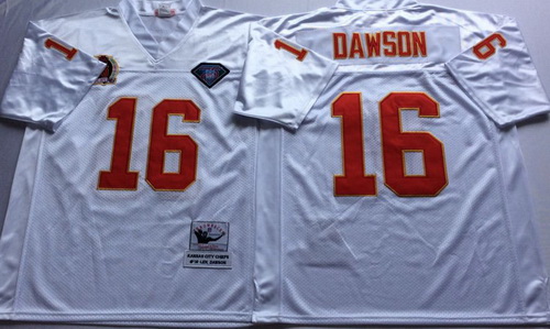 Mitchell And Ness Chiefs #16 len dawson white Throwback Stitched NFL Jersey