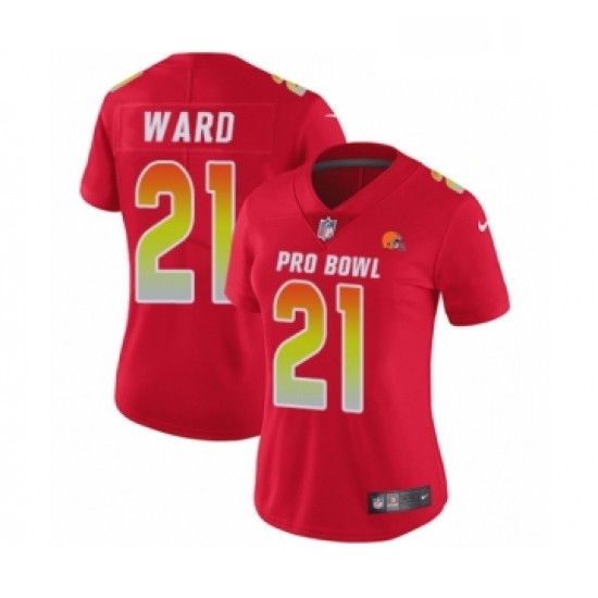 Womens Nike Cleveland Browns 21 Denzel Ward Limited Red AFC 2019 Pro Bowl NFL Jersey