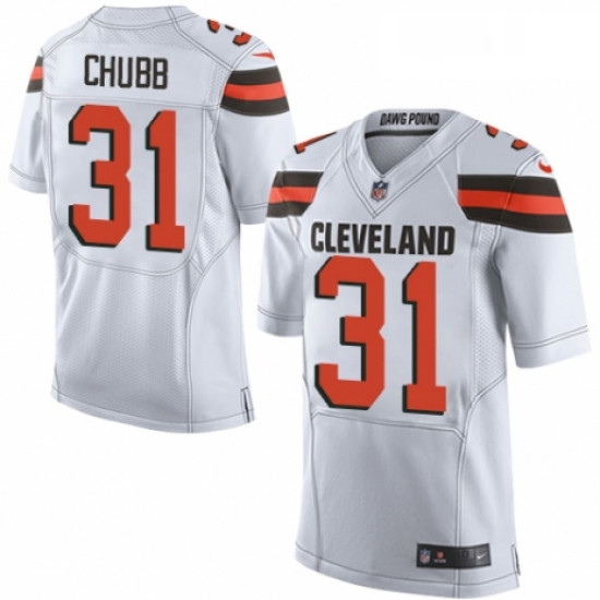 Mens Nike Cleveland Browns 31 Nick Chubb Elite White NFL Jersey