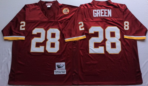 Mitchell And Ness Redskins #28 Darrell Green Red Throwback Stitched NFL Jersey