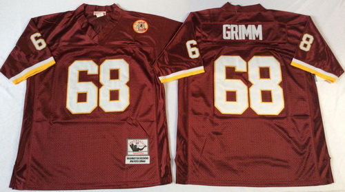 Mitchell And Ness Redskins #68 Russ Grimm Red Throwback Stitched NFL Jersey