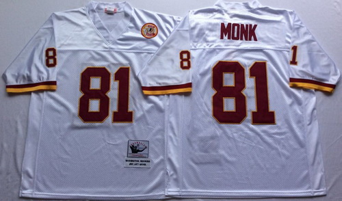 Mitchell And Ness Redskins #81 Art Monk white Throwback Stitched NFL Jersey