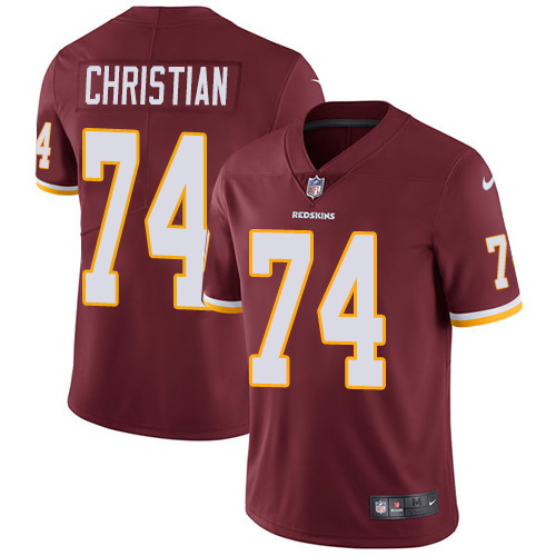 Nike Redskins #74 Geron Christian Burgundy Red Team Color Mens Stitched NFL Vapor Untouchable Limite