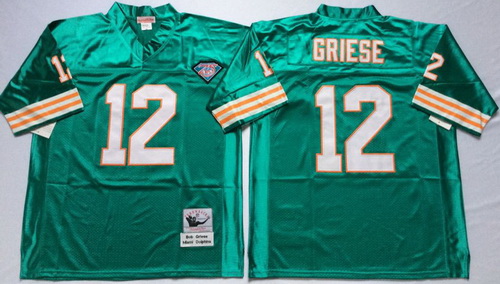 Mitchell And Ness Dolphins #12 bob griese green Throwback Stitched NFL Jersey