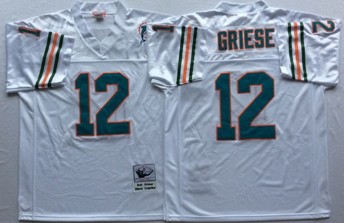 Mitchell And Ness Dolphins #12 bob griese white Throwback Stitched NFL Jersey