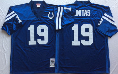 Mitchell And Ness Colts #19 Johnny Unitas blue Throwback Stitched NFL Jerseys