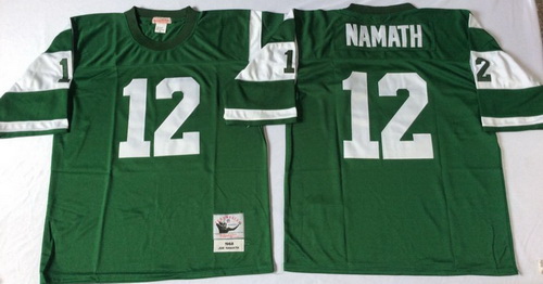 Mitchell And Ness jets #12 Joe Namath green Throwback Stitched NFL Jerseys