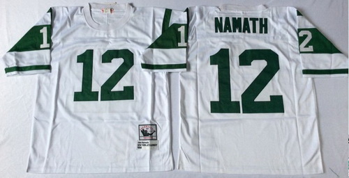 Mitchell And Ness jets #12 Joe Namath white Throwback Stitched NFL Jerseys