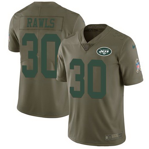 Nike Jets 30 Thomas Rawls Olive Salute To Service Limited Jersey