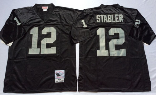 Mitchell And Ness Raiders #12 Ken Stabler balck Throwback Stitched NFL Jersey