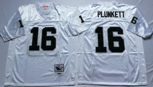 Mitchell And Ness Raiders #16 16 Jim Plunkett White Throwback Stitched NFL Jersey