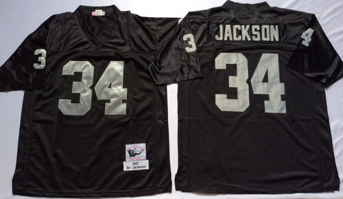 Mitchell And Ness Raiders #34 Bo Jackson balck Throwback Stitched NFL Jersey