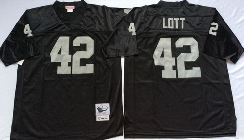 Mitchell And Ness Raiders #42 Ronnie Lott balck Throwback Stitched NFL Jersey