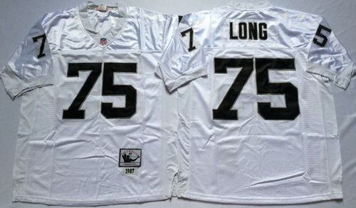 Mitchell And Ness Raiders #75 Howie Long White Throwback Stitched NFL Jersey