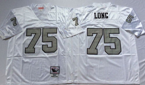 Mitchell And Ness Raiders #75 Howie Long White Throwback Stitched NFL Jerseys