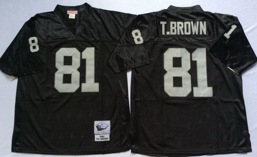 Mitchell And Ness Raiders #81 tim brown balck Throwback Stitched NFL Jersey