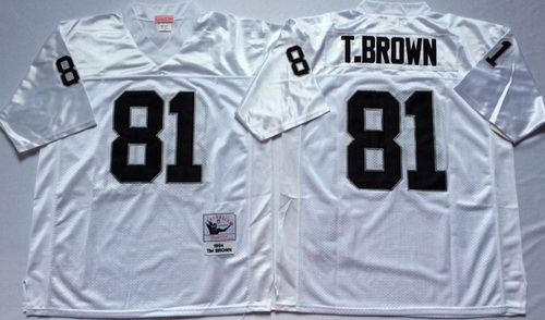 Mitchell And Ness Raiders #81 tim brown White Throwback Stitched NFL Jersey