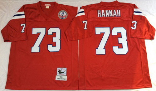 Mitchell And Ness patriots #73 john hannah red Mens Throwback Stitched NFL Jersey