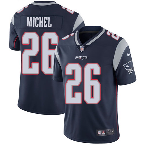 Nike Patriots #26 Sony Michel Navy Blue Team Color Mens Stitched NFL Vapor Untouchable Limited Jerse