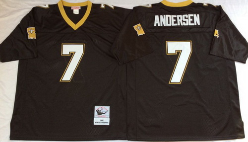 Mitchell And Ness Saints #7 ANDERSAN Black Throwback Stitched NFL Jersey