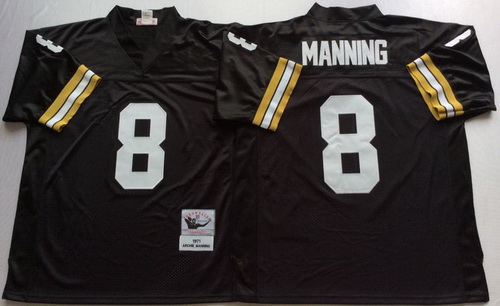 Mitchell And Ness Saints #8 Archie Manning Black Throwback Stitched NFL Jersey