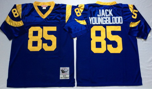 Mitchell And Ness Rams #85 Jack Youngblood Blue Throwback Stitched NFL Jersey