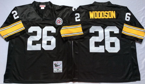 Mitchell And Ness Steelers #26 Woodson Black Throwback Stitched NFL Jersey