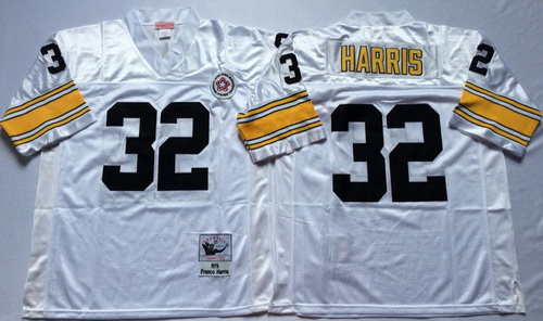 Mitchell And Ness Steelers #32 Franco Harris white Throwback Stitched NFL Jersey