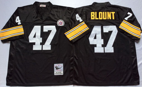 Mitchell And Ness Steelers #47 Mel Blount Black Throwback Stitched NFL Jersey