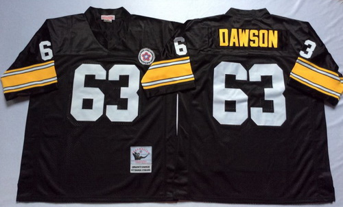 Mitchell And Ness Steelers #63 Dermontti Dawson Black Throwback Stitched NFL Jersey