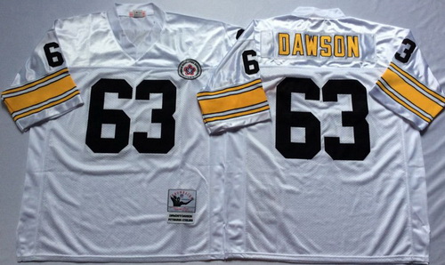 Mitchell And Ness Steelers #63 Dermontti Dawson white Throwback Stitched NFL Jersey