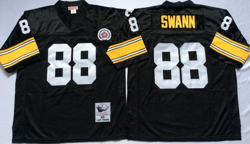 Mitchell And Ness Steelers #88 Lynn Swann Black Throwback Stitched NFL Jersey