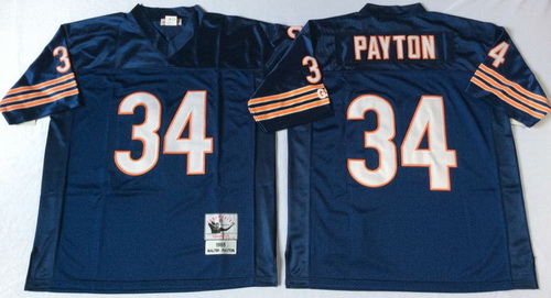 Mitchell Ness Bears #34 Walter Payton Blue Small No Throwback Stitched NFL Jersey