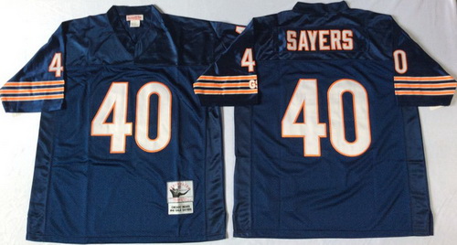 Mitchell Ness Bears #40 Gale Sayers Navy Blue Throwback Mens Small No Throwback Stitched NFL Jerseys