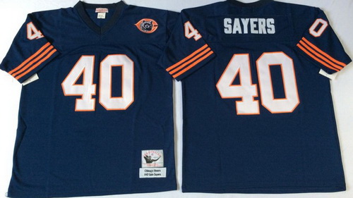 Mitchell Ness Bears #40 Gale Sayers Navy Blue Throwback Mens Stitched NFL Jerseys