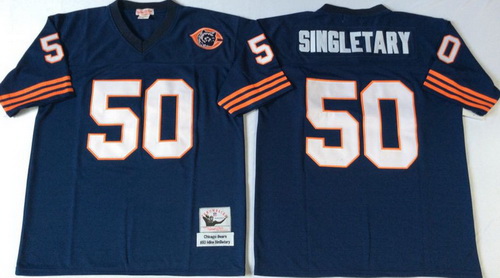 Mitchell Ness Bears #50 Mike Singletary blue Throwback Stitched NFL Jerseys