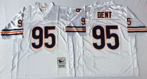 Mitchell Ness Bears #95 Richard Dent White Small No Throwback Stitched NFL Jersey