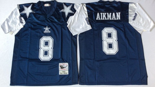 Mitchell Ness cowboys #8 Troy Aikman Throwback Stitched NFL Jerseys