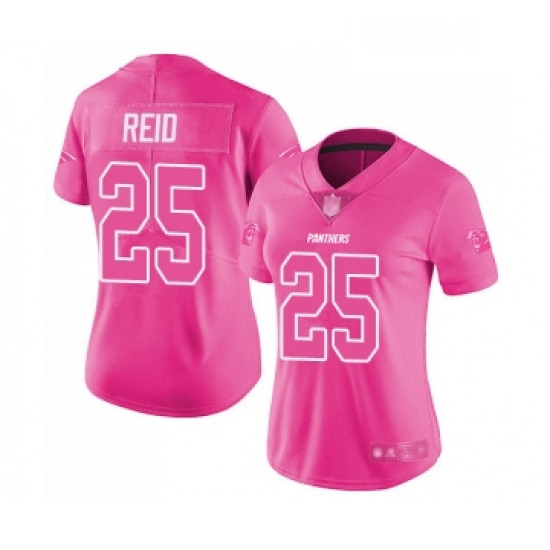 Womens Carolina Panthers 25 Eric Reid Limited Pink Rush Fashion Football Jersey